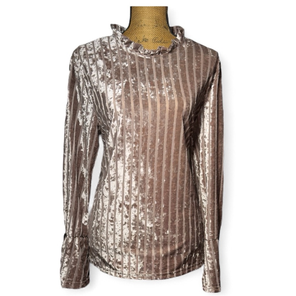 JODIFL metallic striped long sleeve blouse Women’s size medium | k